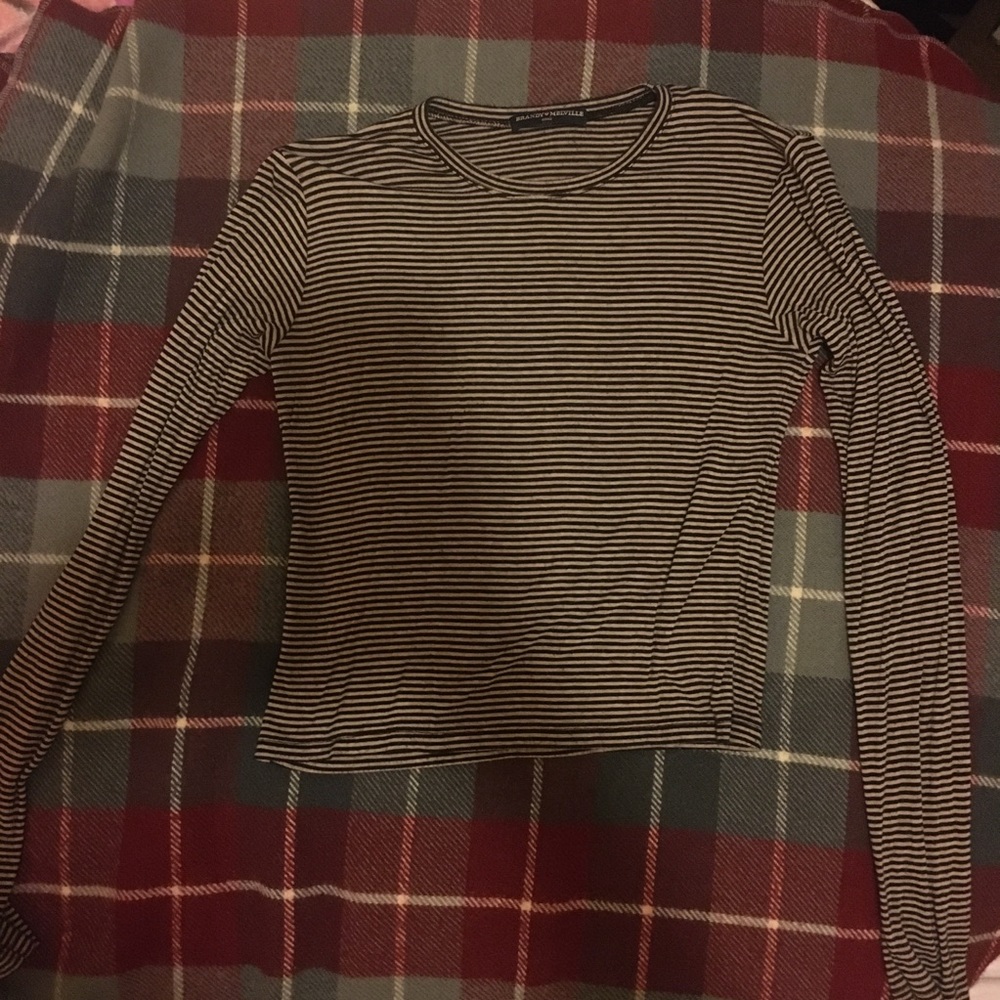 Brandy Melville Striped Long Sleeve Crop Top
